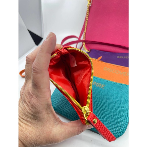 New Joy Mangano (5) Piece Zipper Pouch Set Neon Colors Travel Storage Cases - Picture 9 of 14